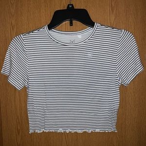 pacsun striped lettuce edge crop top